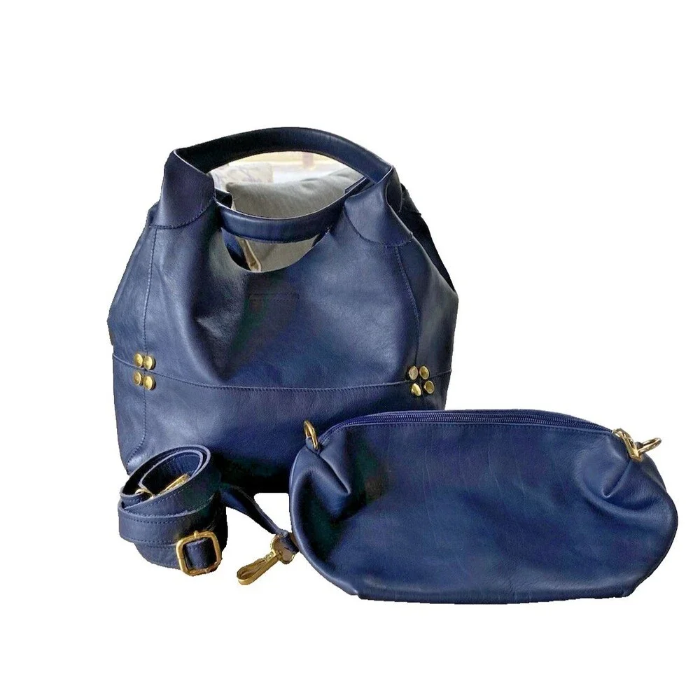 Guanti & Borse Genuine Leather Shoulder Bag Blue Italy La Guantaia Firenze Strap